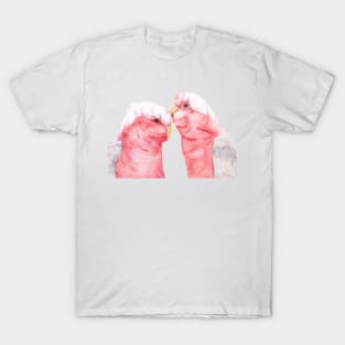 Couple galah cockatoo pink grey watercolor T-Shirt